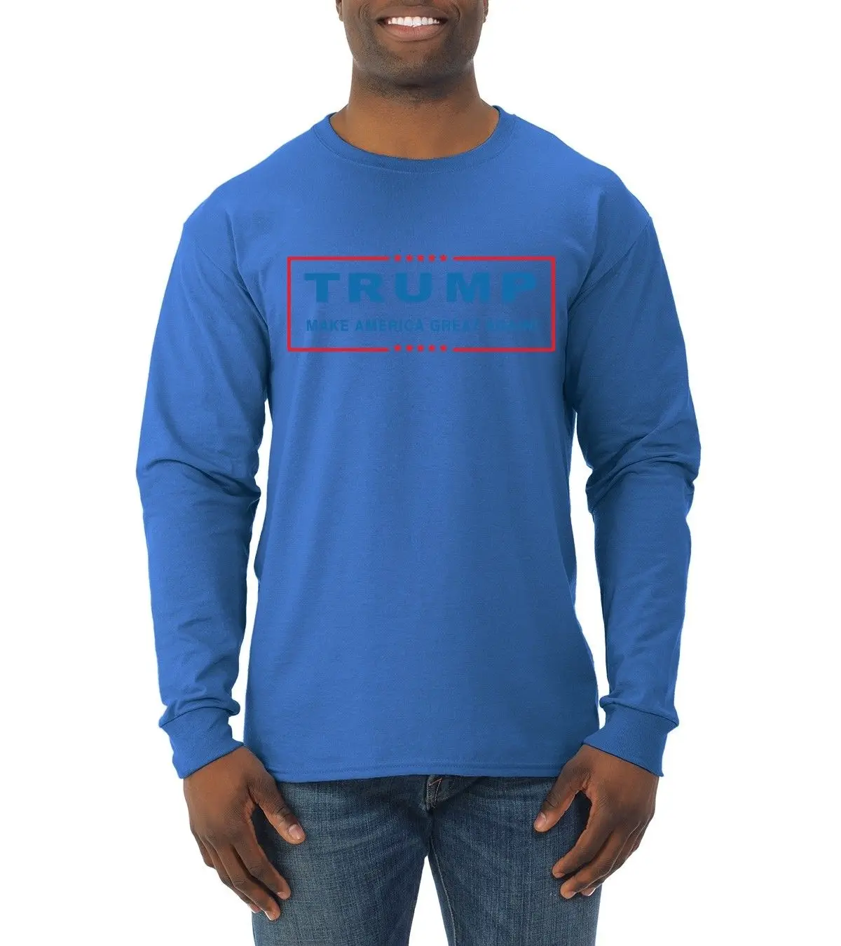 Мужская футболка с длинным рукавом и логотипом Trump Make America Great|Мужские футболки| |