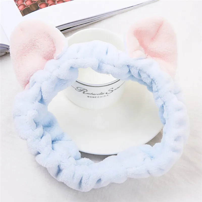 Милые эластичные повязки на голову из кораллового флиса с кошачьими ушками для