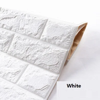 White DIY самоклеющиеся 3D наклейки на стену s Декор для спальни пенопластовый кирпич декор комнаты обои настенный Декор Гостиная Наклейка на стену для детской комнаты - Цвет: White