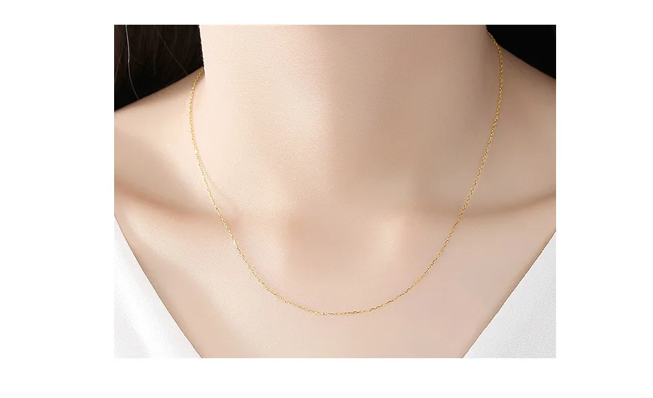 Классическая простая цепочка, настоящее ожерелье, 14 K, золотое ожерелье, модное простое ожерелье круглой формы, Женские Ювелирные аксессуары