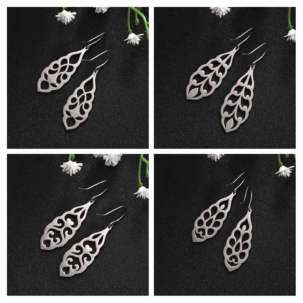 Длинные серьги LIKGREAT в виде листьев из нержавеющей стали для женщин богемные