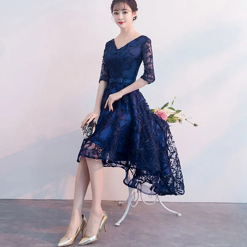 robe de soiree 2019 nouvelles High-end evening dress female V-neck simple party noble medium long | Свадьбы и торжества