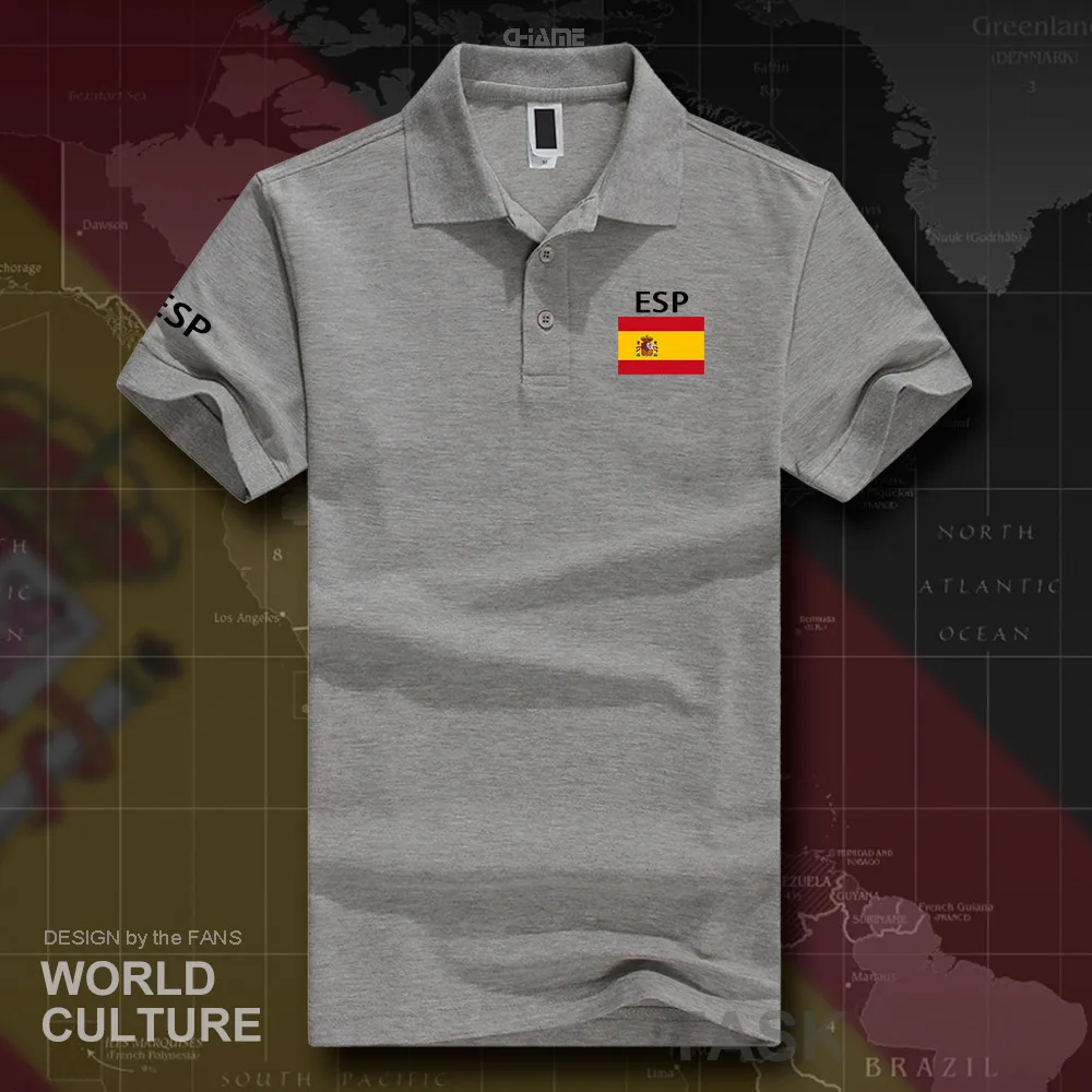 Мужская хлопковая рубашка-поло Kingdom of Spain белая с короткими рукавами и принтом в