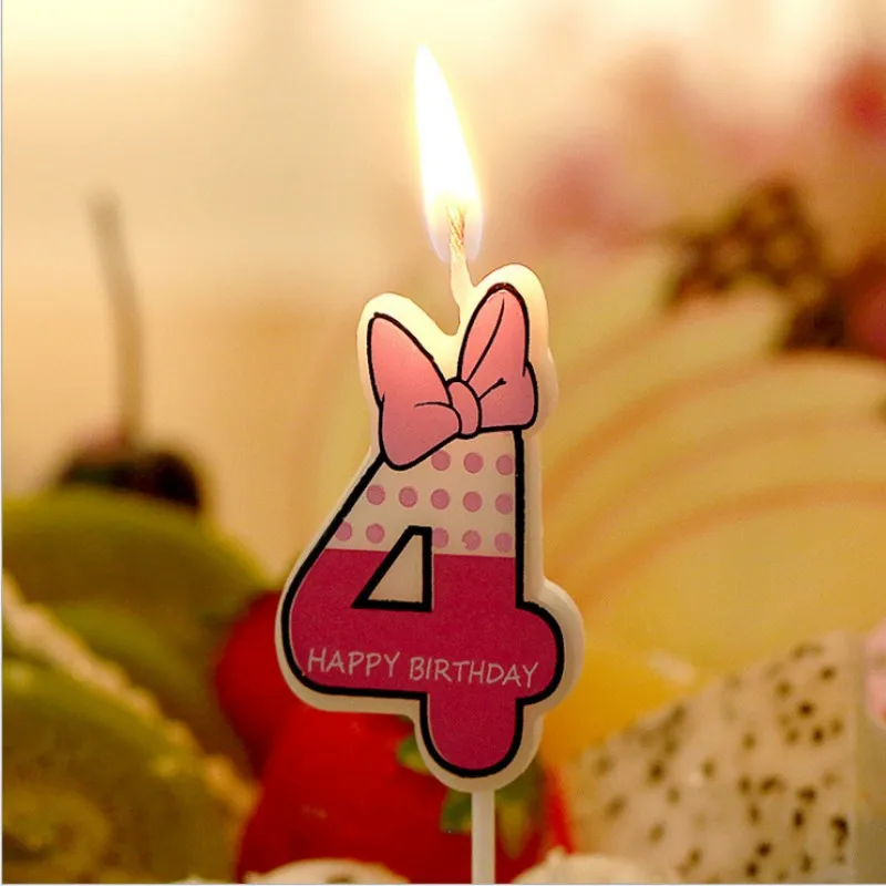 Pink 4 Розовый и голубой номер 0-9 Минни Маус свечи День рождения свечи украшения с днем рождения бабочка дизайн свечи - Цвет: Pink 4