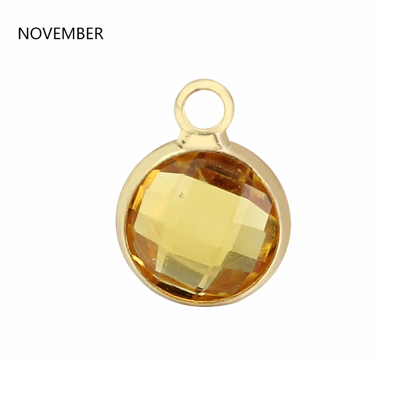 November 10 шт./лот, цветные Подвески с камнем рождения, золотой цвет, DIY аксессуары, подарок, плавающий медальон, изготовление ювелирных изделий - Окраска металла: November