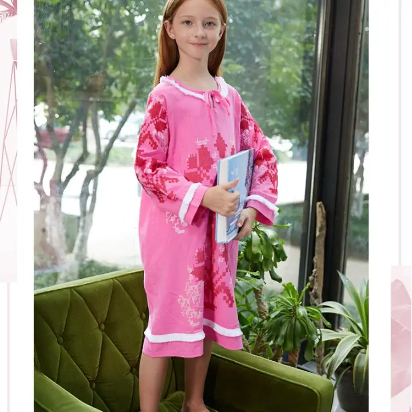 От 6 до 14 лет платье для сна маленьких девочек ночные рубашки с вышивкой принцессы