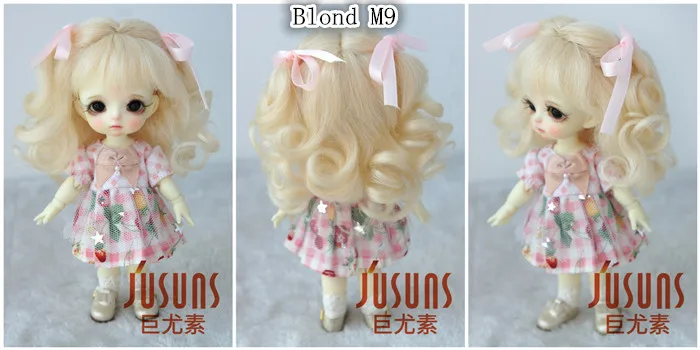 JD187 1/8 1/6 длинные мягкие волнистые с 2 пони BJD мохеровые парики Размер 5-6 дюймов 6-7 дюймов кукольные Парики Модные кукольные аксессуары