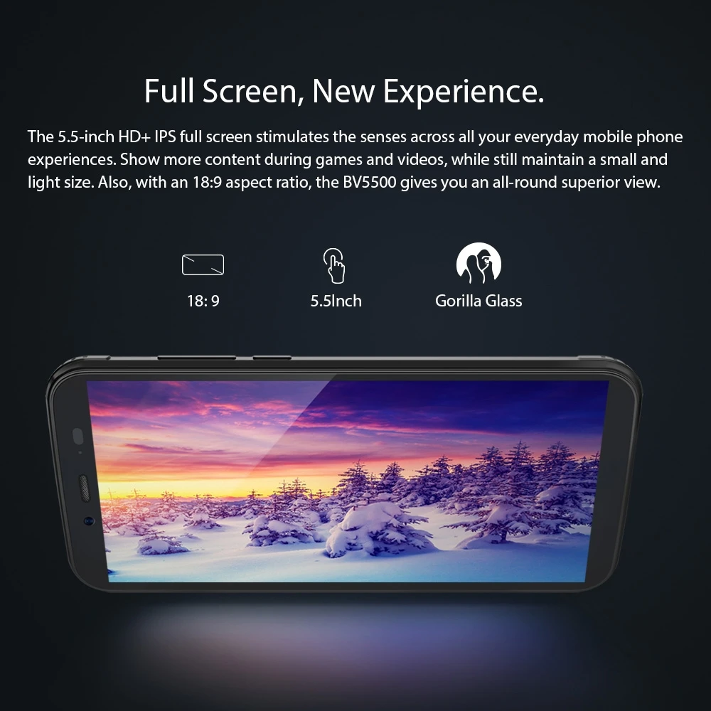 

Blackview BV5500 IP68 Waterproof Rugged Smartphone 2GB+16GB 5.5" 18:9 Screen 4400mAh MT6580P Android 8.1 Dual SIM Mobile Phone