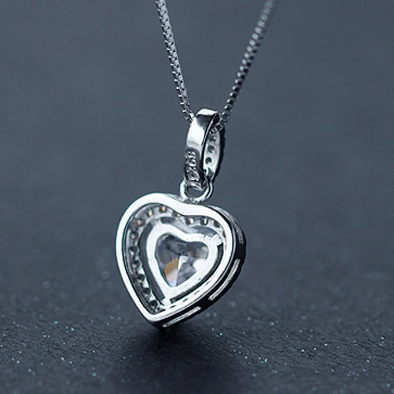 Свадебное классическое ожерелье с кристаллами в форме сердца из стерлингового