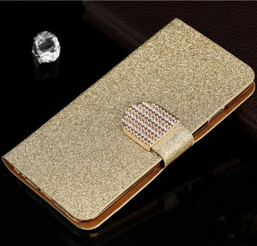 Gold with Diamond Кожаный чехол со стразами для Motorola Moto X2 X 2nd Gen XT1097 XT1094 XT1096, чехол-кошелек для Motorola Moto X2, сумки и чехол s - Цвет: Gold with Diamond