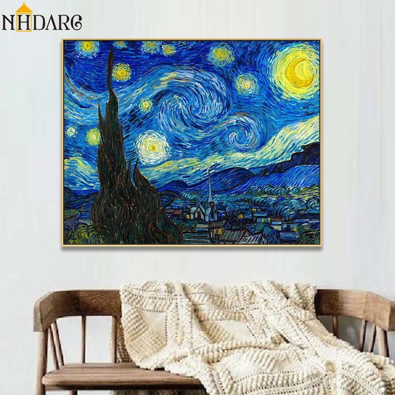 

Vincent van Gogh Starry Sky Abstract Classic Style Canvas Art Print Painting Poster, Wall Picture For Living Room, Home Decor