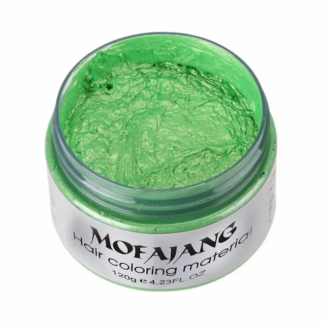 green MOFAJANG одноразовая формовочная паста для волос цветной воск 7 цветов на выбор белый фиолетовый серый серебристый пепельный воск для волос Прямая поставка - Цвет: green