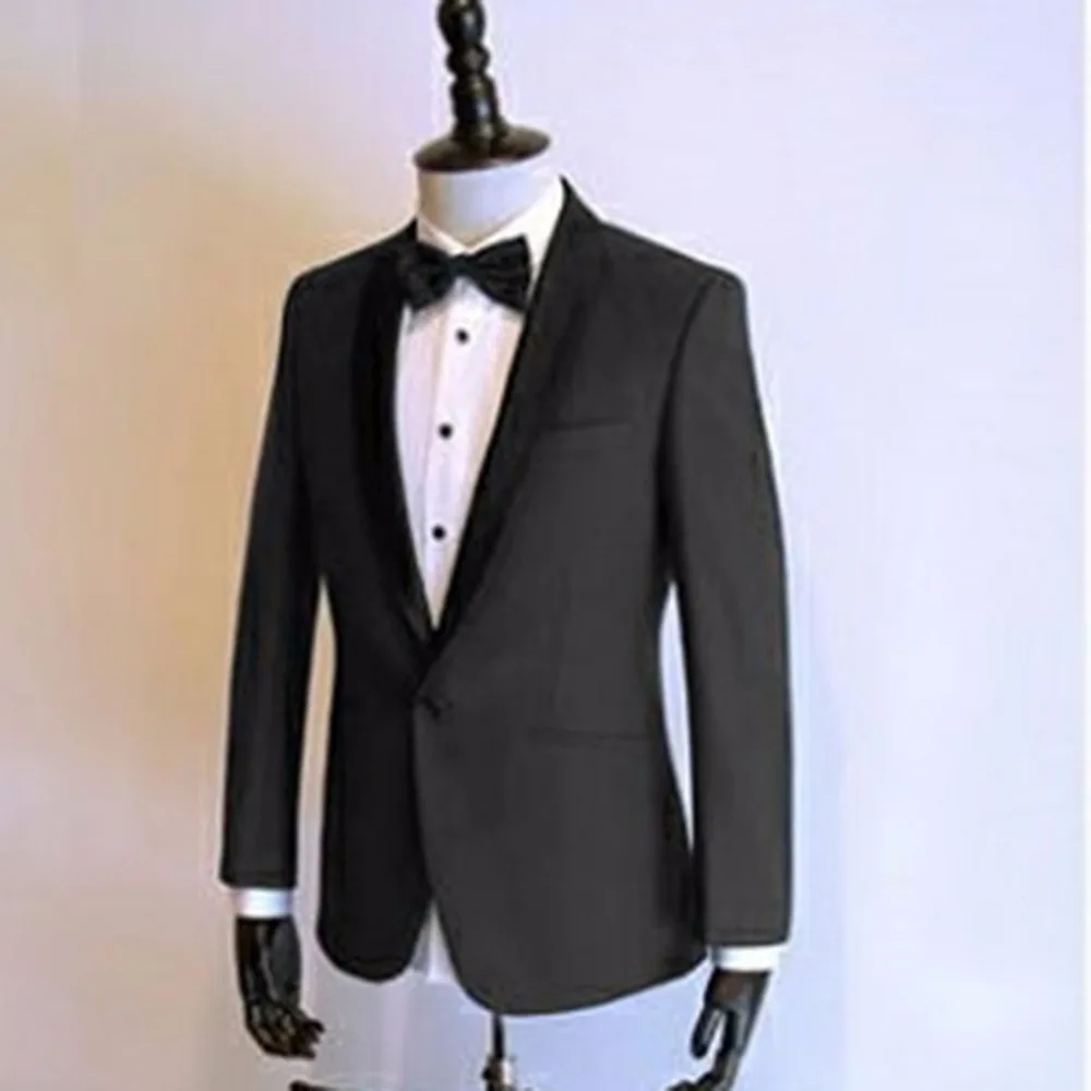 Костюм из двух предметов свадебные костюмы для мужчин смокинг темно-серого цвета