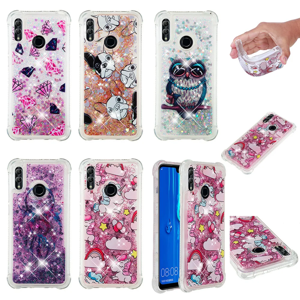 Чехол с жидким зыбучим песком для huawei Honor 8 10 Lite 6c Love Heart блестящий чехол mate 20 Pro