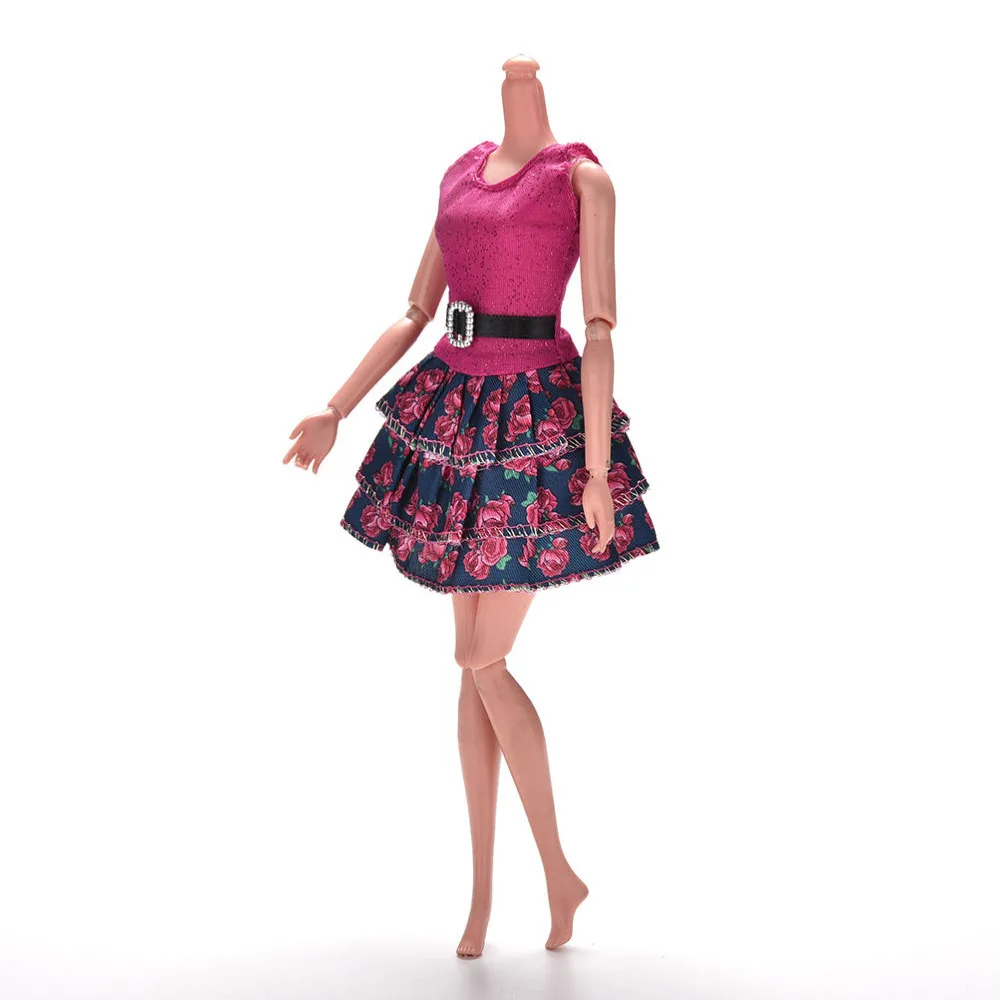1 шт. летнее платье принцессы с принтом розы для кукол мини на бретельках|dress for