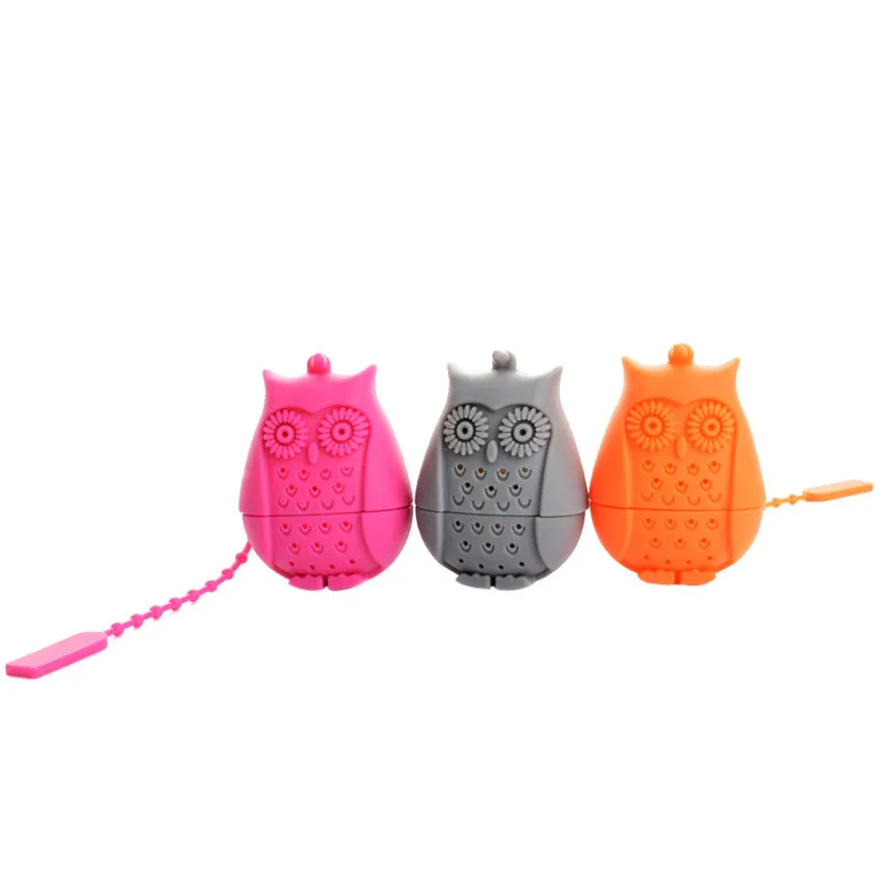 Забавное ситечко для заваривания чая с совой, черное инфузионное чайное ситечко, фильтр-диффузор, класс силикона, травяной держатель для специй, инструмент для заваривания чая
