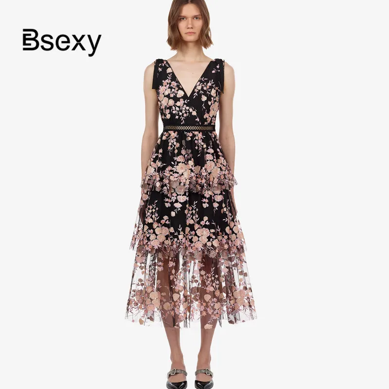 Самоизображение платье 2019 сексуальный женский двойной v воротник без рукава