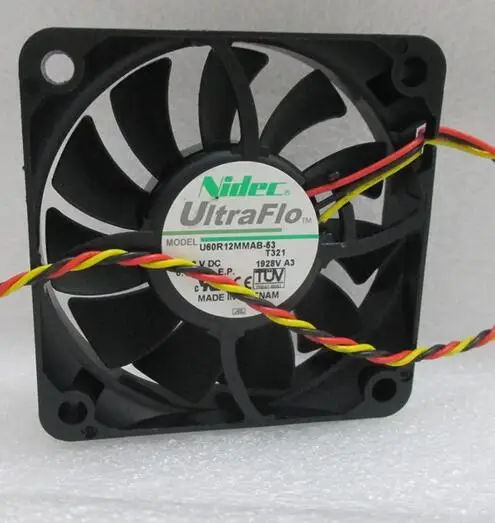 

NIDEC U60R12MMAB-53 T32 DC 12V 0.09A 6CM 6015 60x60x15mm 3 Line Cooling Fan