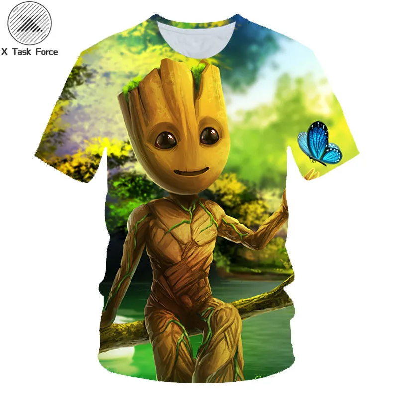 Groot футболки мужские унисекс X planet monarch Bounty Hunter Superhero Movie guardians of the galaxy забавная