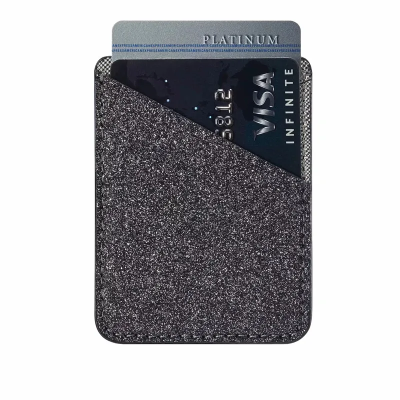 Fashion Glitter Bling Mobile Phone Back Cards Holder Wallet Credit ID Card Pocket Adhesive Phone Stickers Gold /Rose Gold /Black