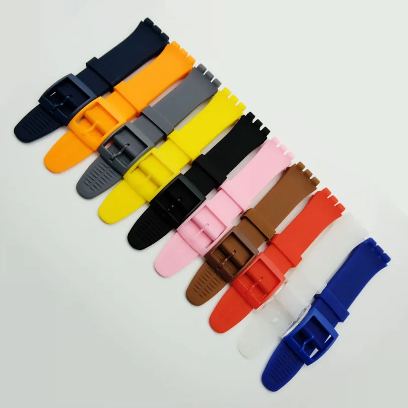 Оптовая Смотреть аксессуары для Swatch ремешок с пряжкой силиконовый 16 мм 17 19 20