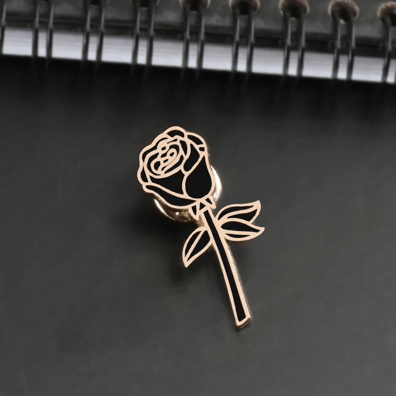 Мода мультфильм красный black rose железная эмалированная брошь дамы пара Воротник