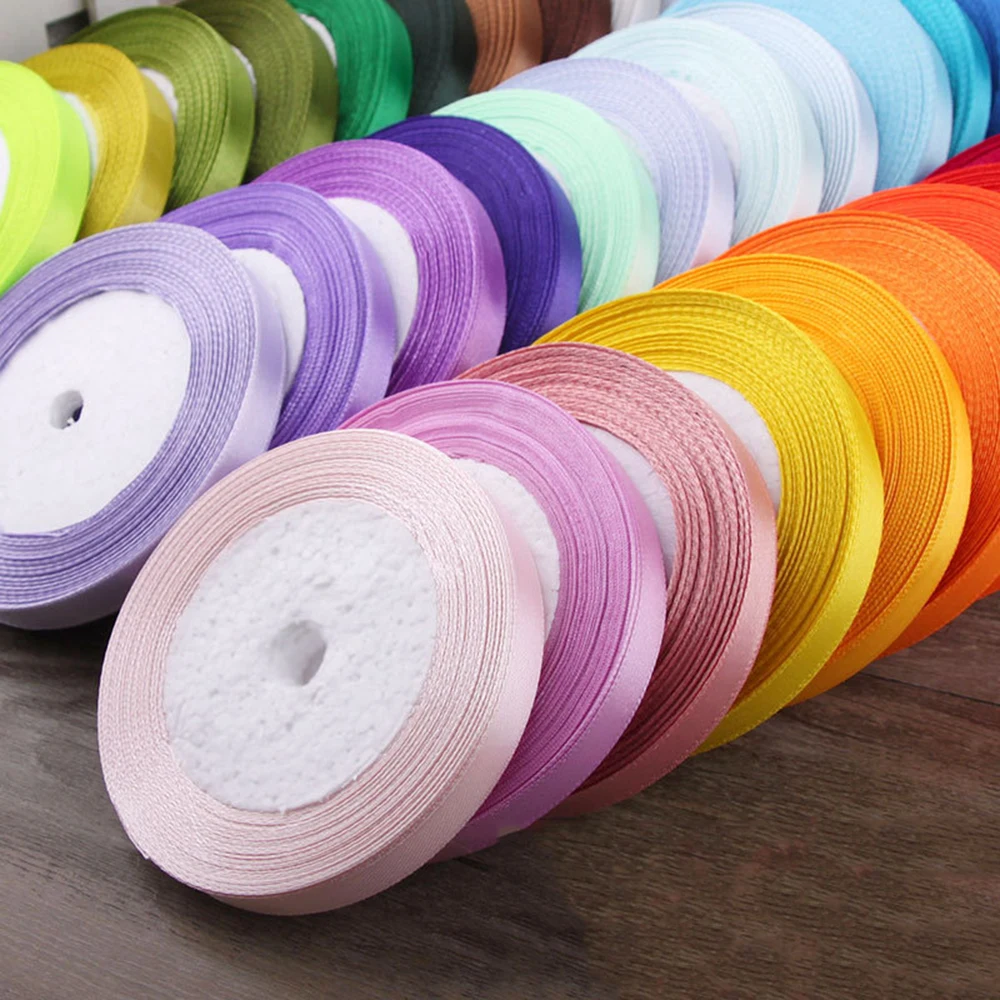25 ярдов атласная лента 10 мм корсажные ленты DIY лук Ремесло Декор для упаковки подарков Свадебная вечеринка украшения принадлежности для скрапбукинга