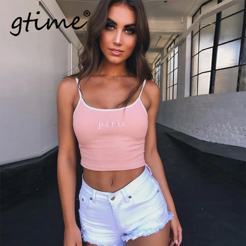 Gtime дропшиппинг медовая полоска с надписью топы на бретелях женские Слип