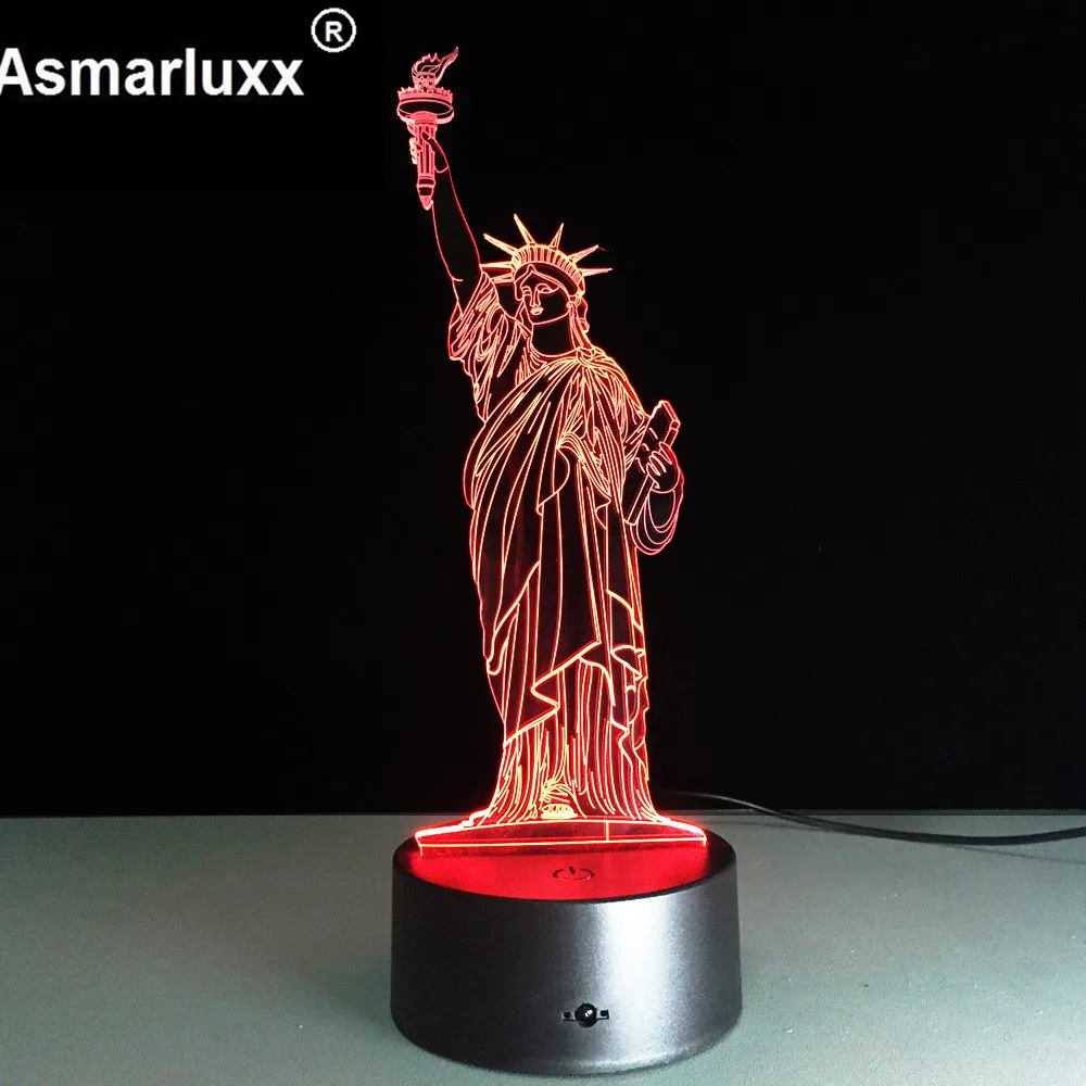 3D ночной Светильник US Liberty сменная лампа для настроения светодиодный светильник 5