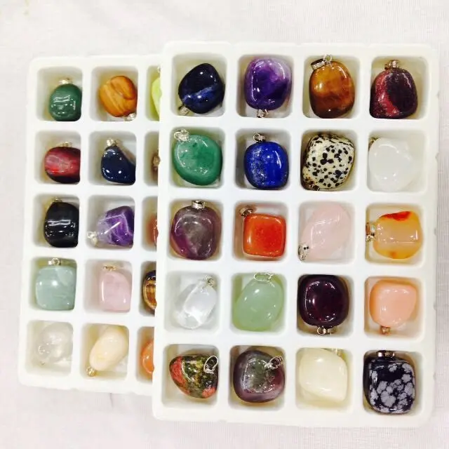 

20pcs Natural Semi-precious Stone Pendants Mixed color Nuggets 18-25mm
