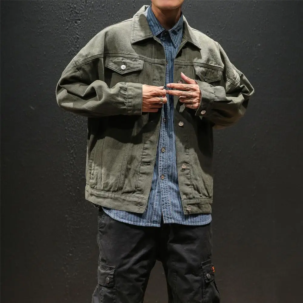 Мужская джинсовая куртка-бомбер приталенная куртка в ковбойском стиле ветровка