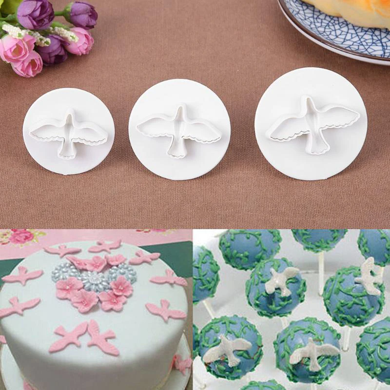 3 шт./компл. украшения торта формочка 2019 голубь Fondant (сахарная) 3D пресс форма для