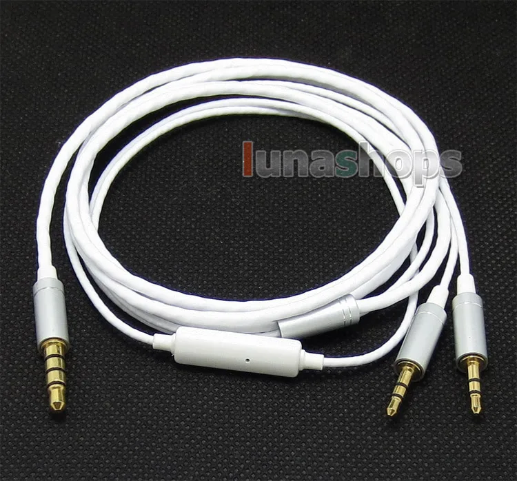 

LN004711 White 5N OFC With Mic Remote Cable For Sol Republic Master Tracks HD V8 V10 V12 X3 Headphone