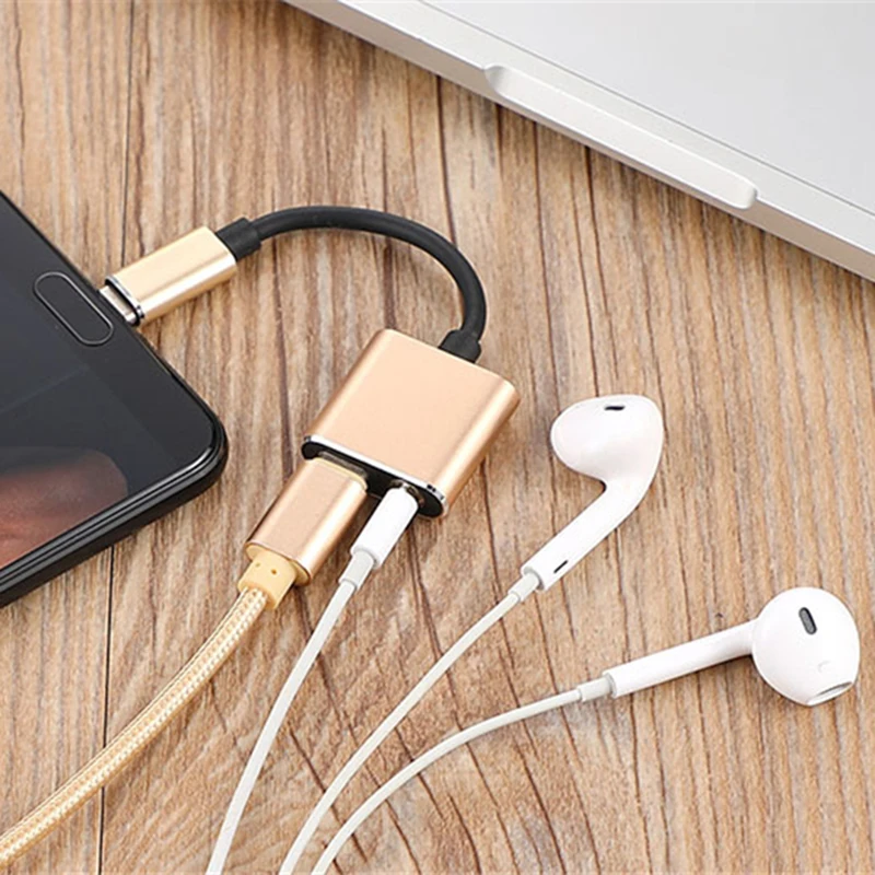 Тип C адаптер с разъемом подачи внешнего сигнала Aux USB Type-C до 3 5 мм разъем для