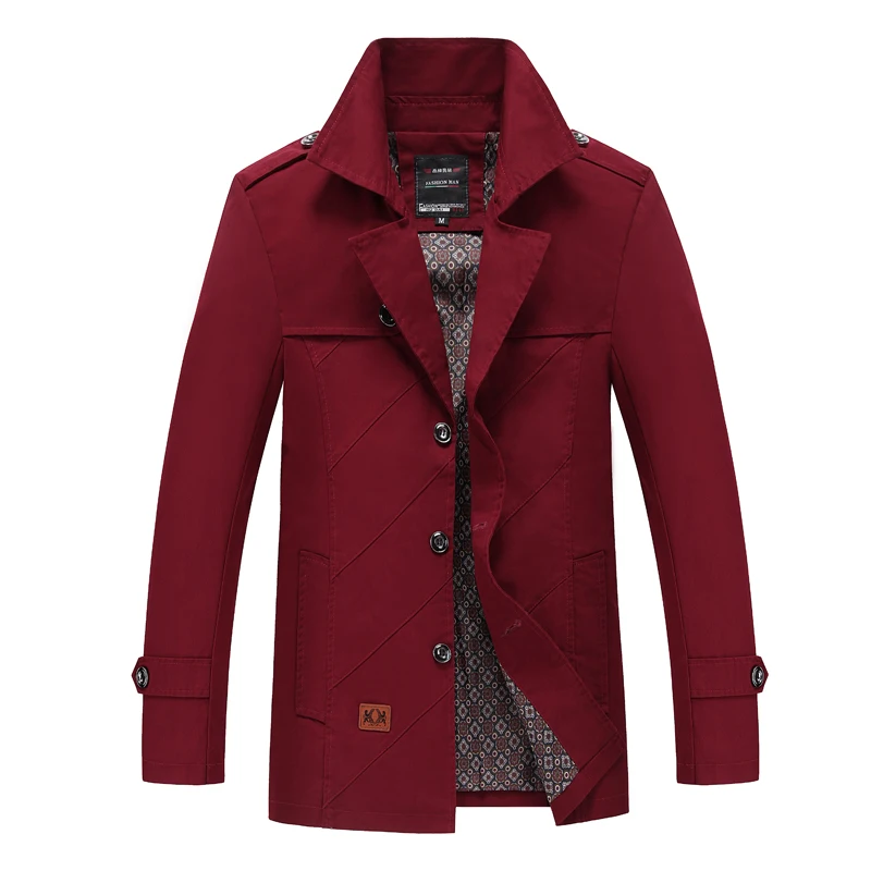 Мужская куртка на пуговицах однотонная Повседневная ветровка в британском стиле