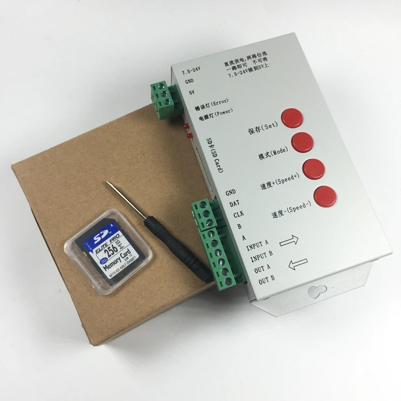 SD карта T1000S WS2801 WS2811 WS2812B LPD6803 светодиодный контроллер 2048 пикселей постоянный ток 5