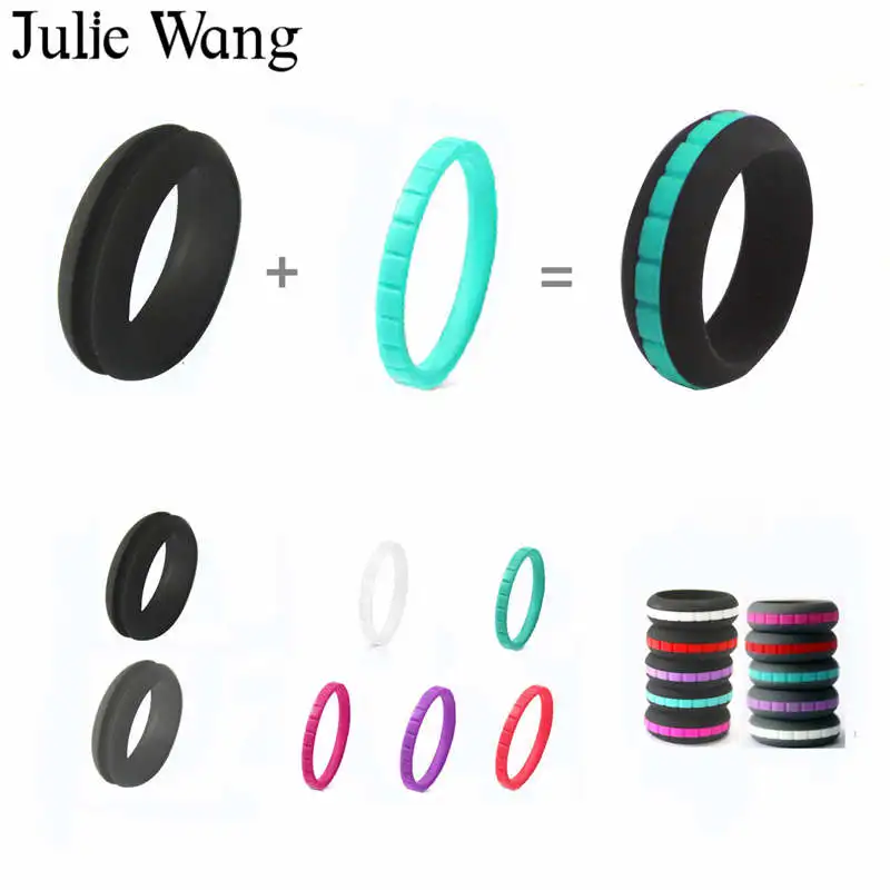Julie Wang 1 набор 8 мм простые силиконовые Лоскутные кольца Настройка Красочная