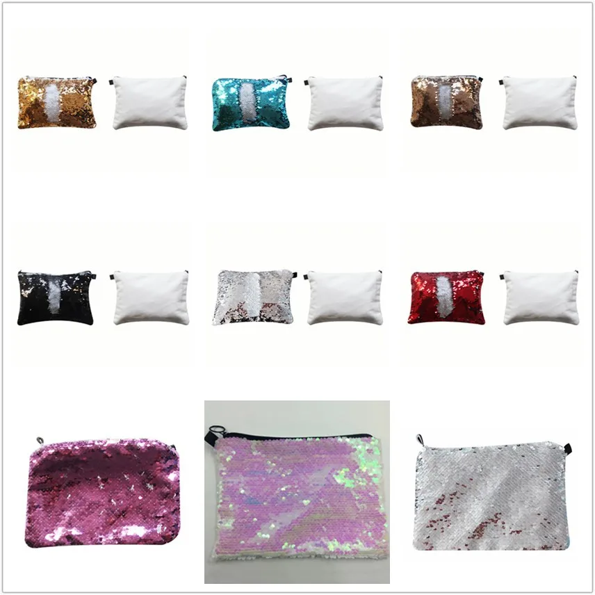 mix colours Новое поступление, сублимационная косметичка с блестками, горячая печать, сумка для макияжа, расходные материалы, 10 шт./лот, новые стили, 16*23 см - Цвет: mix colours