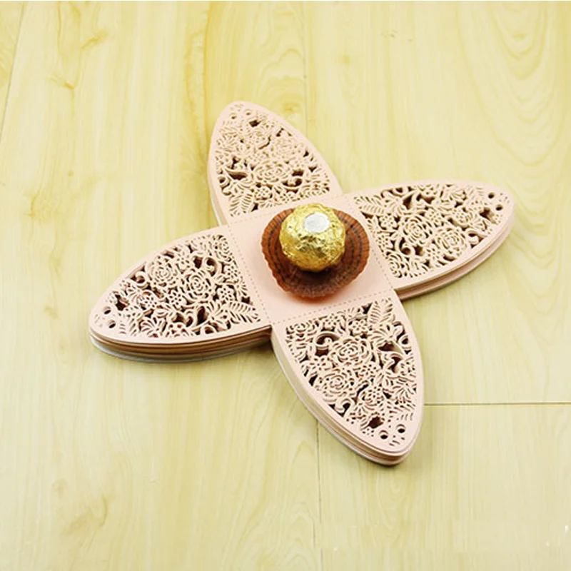 

8 Color 50pcs Laser Cut Hollow Rose Flower Favors Gifts Boxes Candy Boxes With Ribbon Baby Shower Wedding Party Supplies