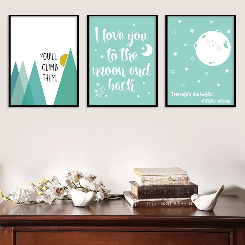 Love You To The Moon и Back Quotes настенный плакат скандинавский холст печать картина маслом