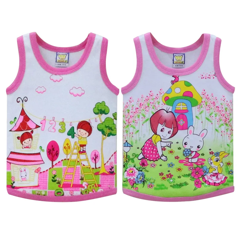 2StyleD6 Детские топы для детей 2-4 лет; рубашки без рукавов из хлопка; разных цветов - Цвет: 2StyleD6