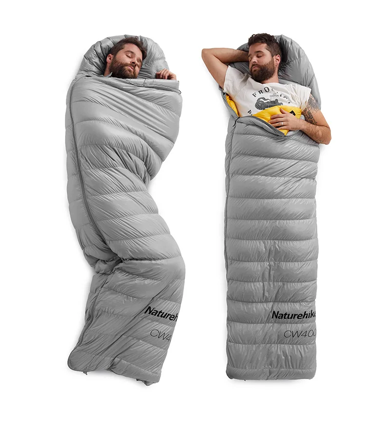Naturehike CW400 Сверхлегкий 4 сезона квадратный гусиный пух альпинистский спальный мешок для холодной погоды водонепроницаемый спальный мешок для кемпинга