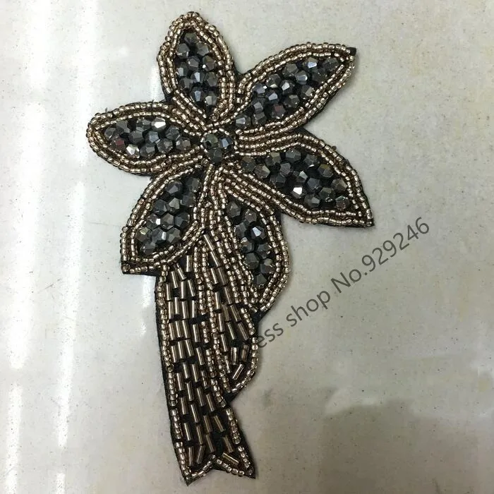 4 шт./лот модная аппликация из бусин в виде звезд и цветов черных античных