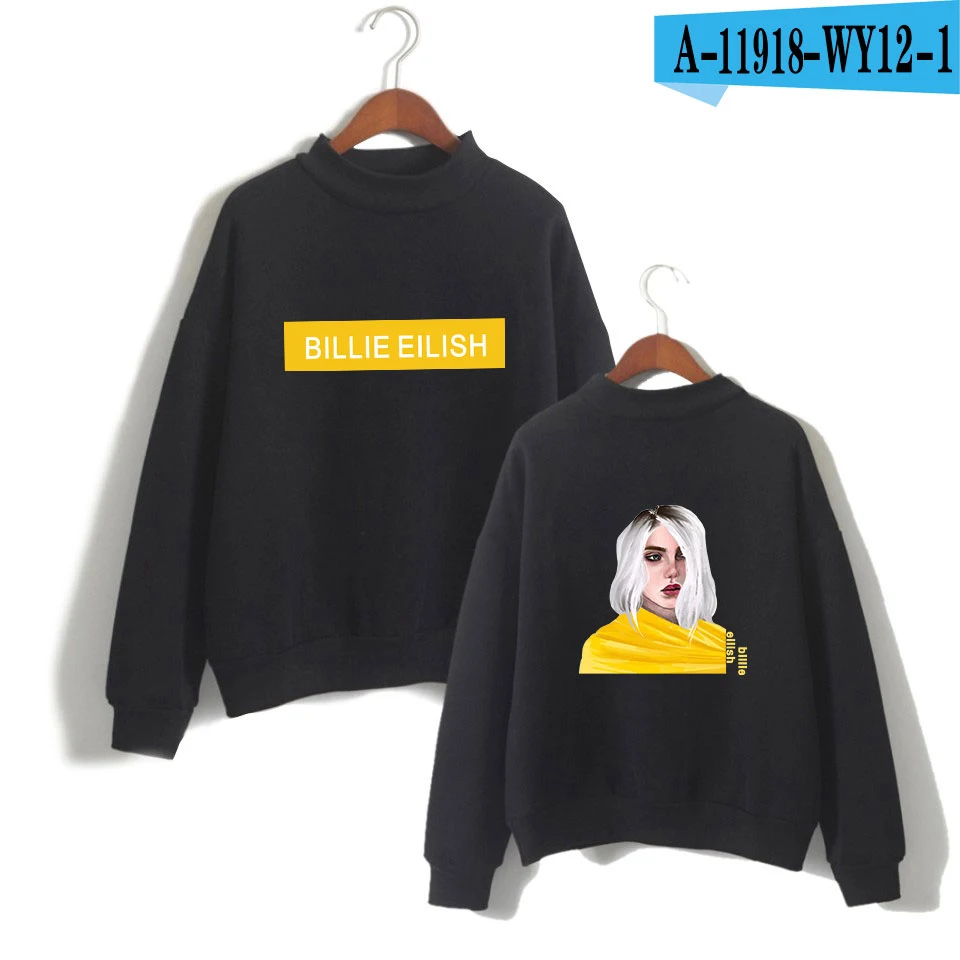 Billie Eilish водолазка толстовки Kpop Harajuku Женская одежда оверсайз хип-хоп Bangtan Одежда для мальчиков Новая мода - Цвет: black