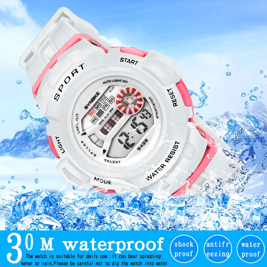 SYNOKE Sports Children Watches Fashion LED Quartz Digital Watch Boys Child Kids 30M Waterproof Wristwatches For Boys Girls Gift