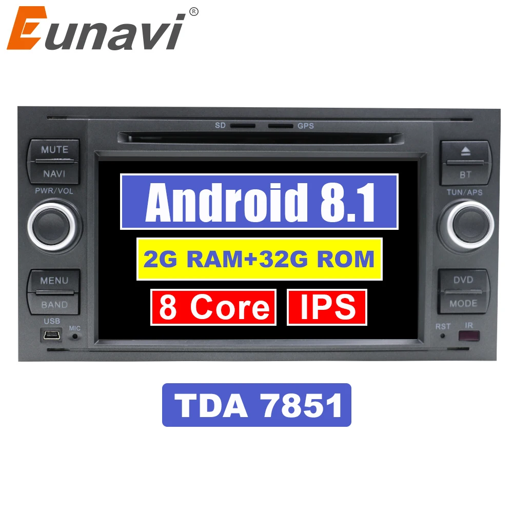 Eunavi 2 Din Android 8 1 2G Оперативная память автомобильный DVD плеер с gps навигатором стерео