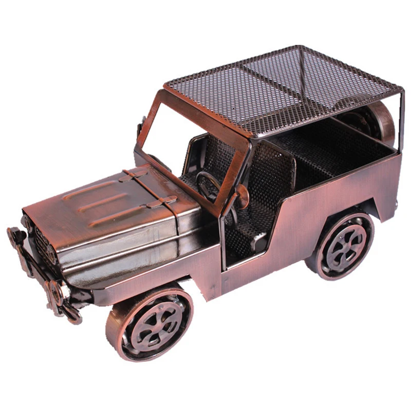 

Nostalgic Tin Jeep Models Toys Metal Crafts Figurines Miniatures Home Office Decoration Iron Model for Living Room Small Ornamen