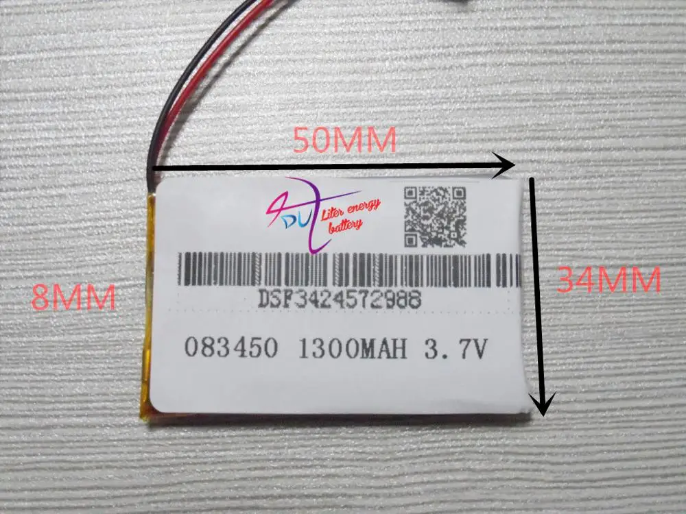 Лучшая батарея бренда 3 7 в полимерная литиевая 083450 803450 1300mah MP4 MP5 GPS MP3 беспроводной