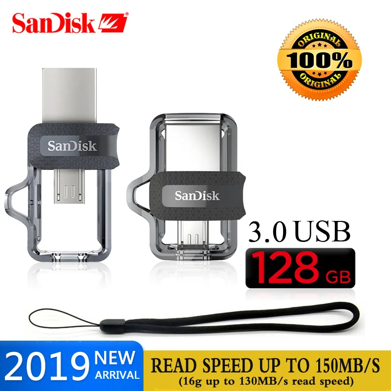 SanDisk USB флеш накопитель 16 ГБ 32 64 Гб 128 pendrives sdd3 130 МБ/с./с 3 0 OTG Dual memoria stick Pen Drive disco Flash U