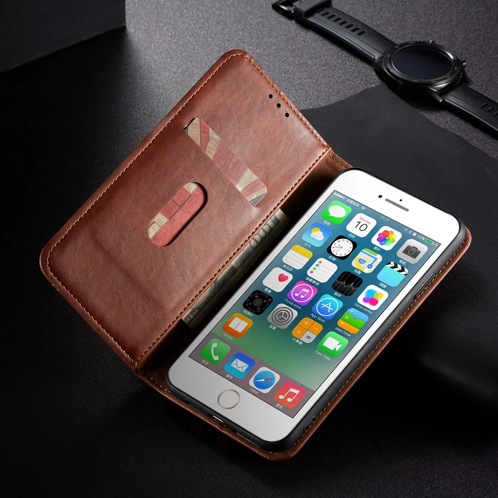 Case Cover For iphone 5 5s SE 6 7 8 Plus XR XS 11 Pro Max Case Luxury Magnet Flip Matte Leather Bag For iphone 5 S Wallet Cover